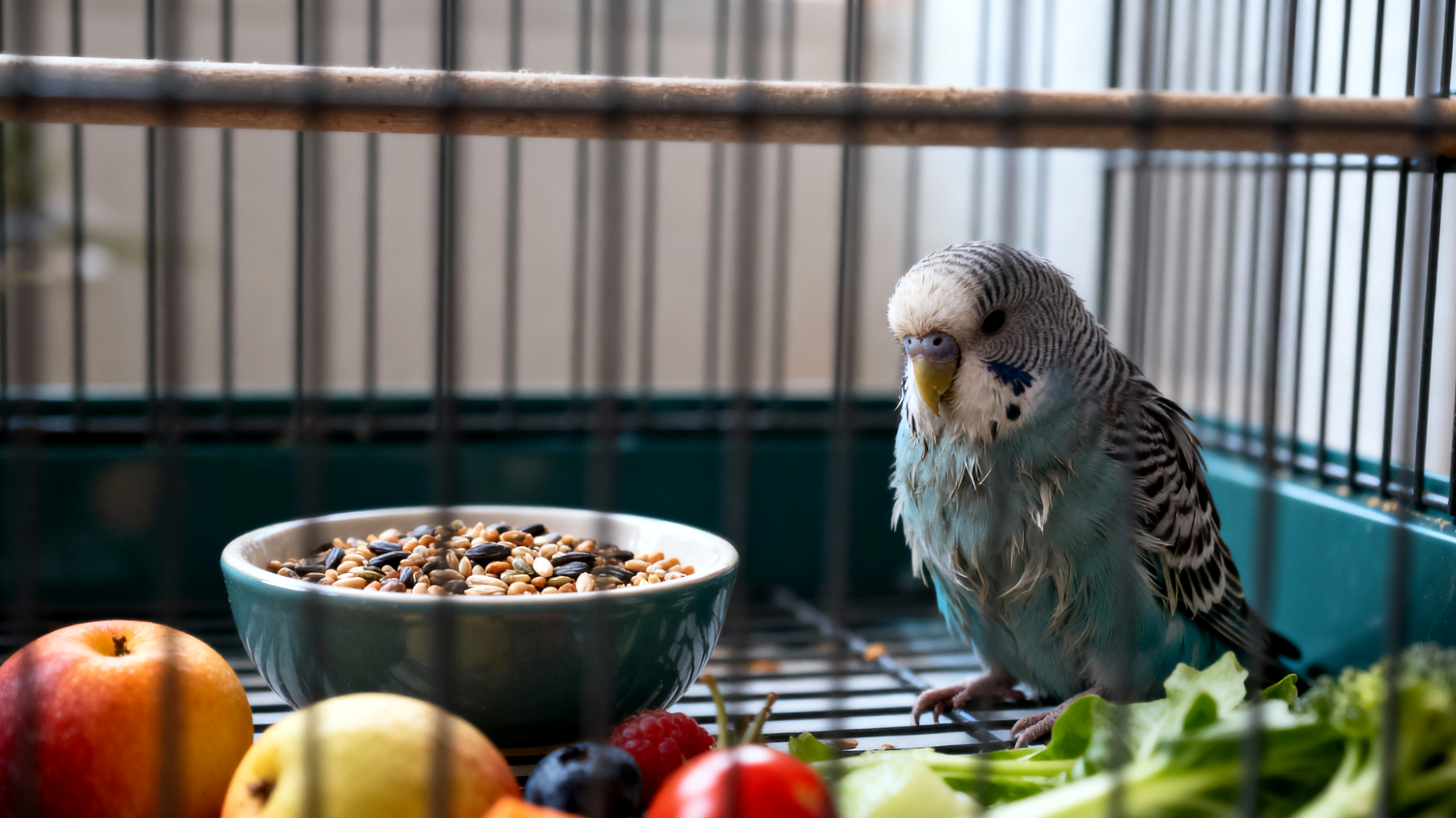 Erwachsene Wellensittiche benötigen eine ausgewogene und abwechslungsreiche Ernährung, aber viele Halter füttern ausschließlich Körnermischungen, was zu Mangelerscheinungen, Übergewicht und gesundheitlichen Problemen führen kann"